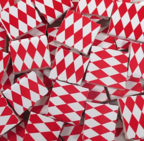 Ceramic Mosaic Tiles - Red And White Checkered Mosaic Tile Pieces