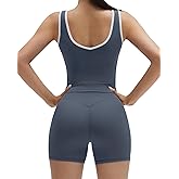 SUUKSESS Women 2 Piece Workout Sets Built in Bra Yoga Tank Top High Waisted Tummy Control Biker Shorts