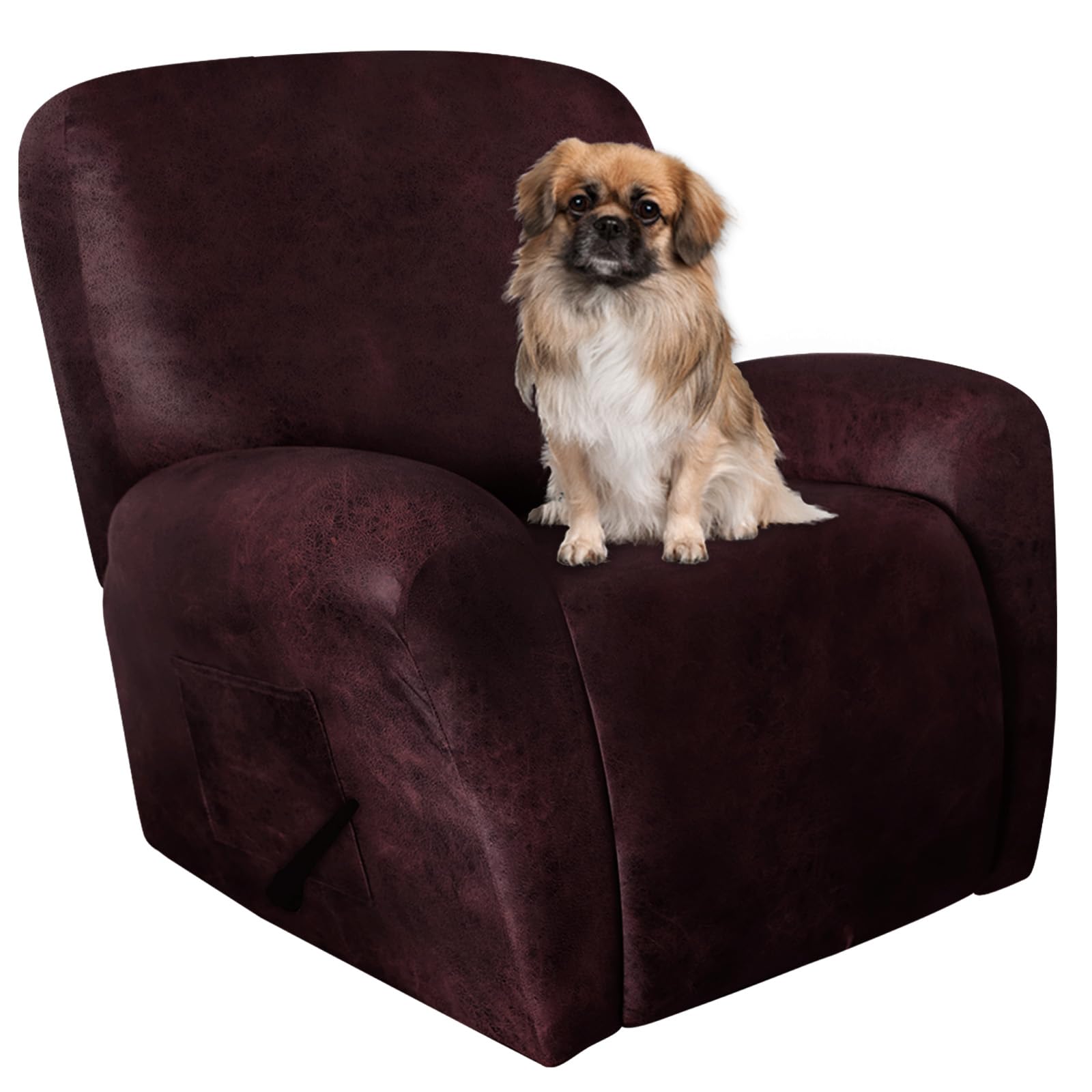 Photo 1 of ANARACHON Leather Like Recliner Chair Covers Heavy Duty, 4 Pieces Lazy Boy Recliner Cover for Recliner Chair, Leather Cover for Recliner slipcovers Washable for Pets (Wine)