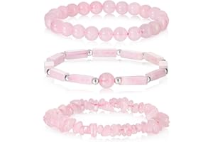 IVY TAILI 3Pcs Rose Quartz Bracelets for Women 8mm Pink Quartz Bracelet Natural Stone Beaded Bracelets Handmade Stretch Gemstone Bracelet Healing Crystal Bracelet Healing Jewelry Gifts for Women Girls