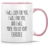 Retreez Funny Mug - I Will Make You Do Exercises Physical Therapy Therapist Physiotherapist 11 Oz Ceramic Coffee Mugs - Sarcasm, Inspirational birthday gifts - White Mug with Pink Handle and Inner