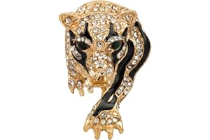 Knighthood Black And Gold Tiger With Stone Detailing Brooch,Suit Stud,Shirt Studs,Lapel Pin Accessories for Men Women