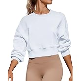 Joywayco Women's Long Sleeve Round Neck Cropped Sweatshirts Cute Loose Fit Pullover Tops