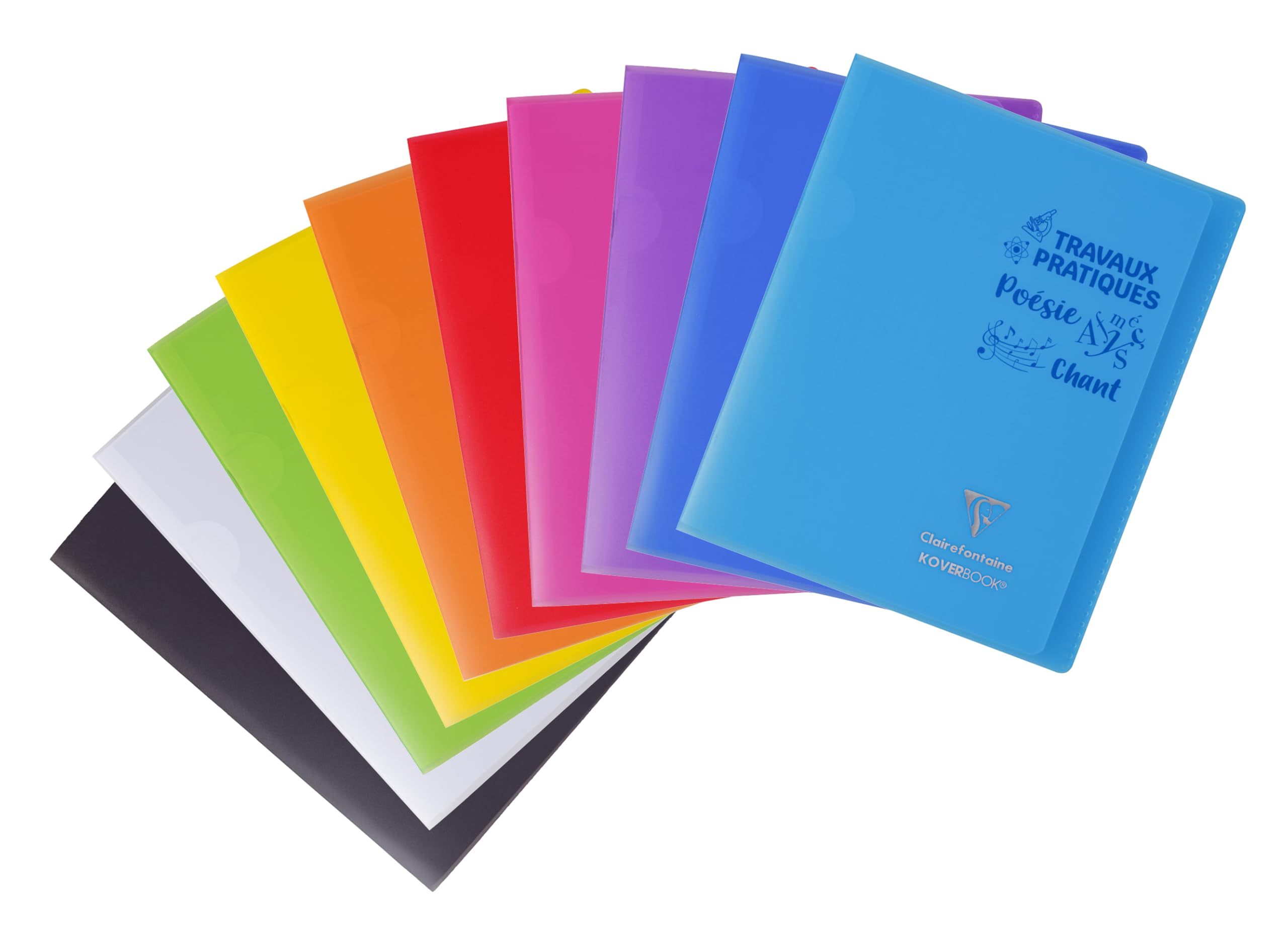 Clairefontaine 950420C - Koverbook Stapled Practical Work Notebook - 17x22cm - 64 Pages Seyes Ruled Pages 90g White Plains 125g - Polypro Cover - Random Colour