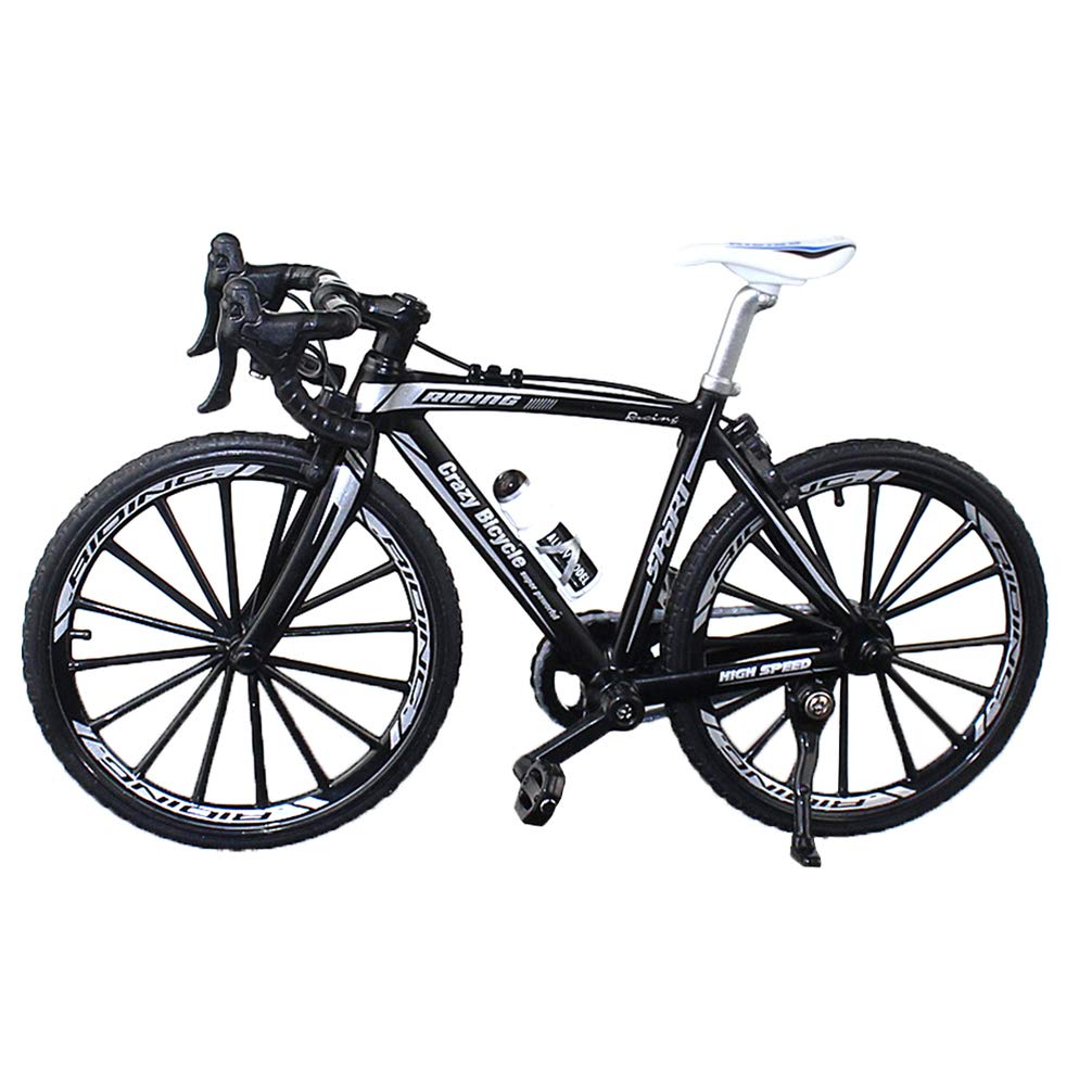 NUOBESTY Mini Bike Finger Bike Miniature Metal Toys Mini Sports Finger Bicycle Toy Creative Game Toy Set Collections (Curving Grip Black)