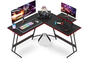 VICTONE L Shaped Gaming Desk 51 Inch Computer Corner Desk, Home Pc Desk, Office Writing Workstation with Large Monitor Stand, Space Saving Table (Black)