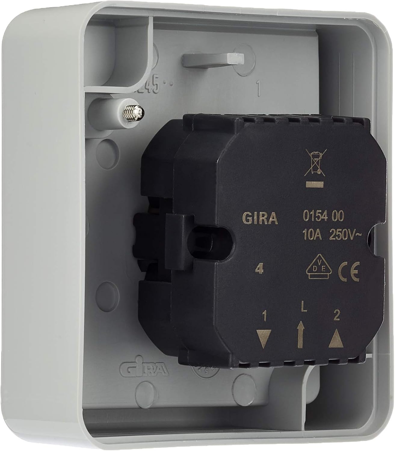 Gira 015430 Shutter Switch, Single Pole, with Label, Water-Resistant Surface, 10 A, 250 V, Grey - Image 5