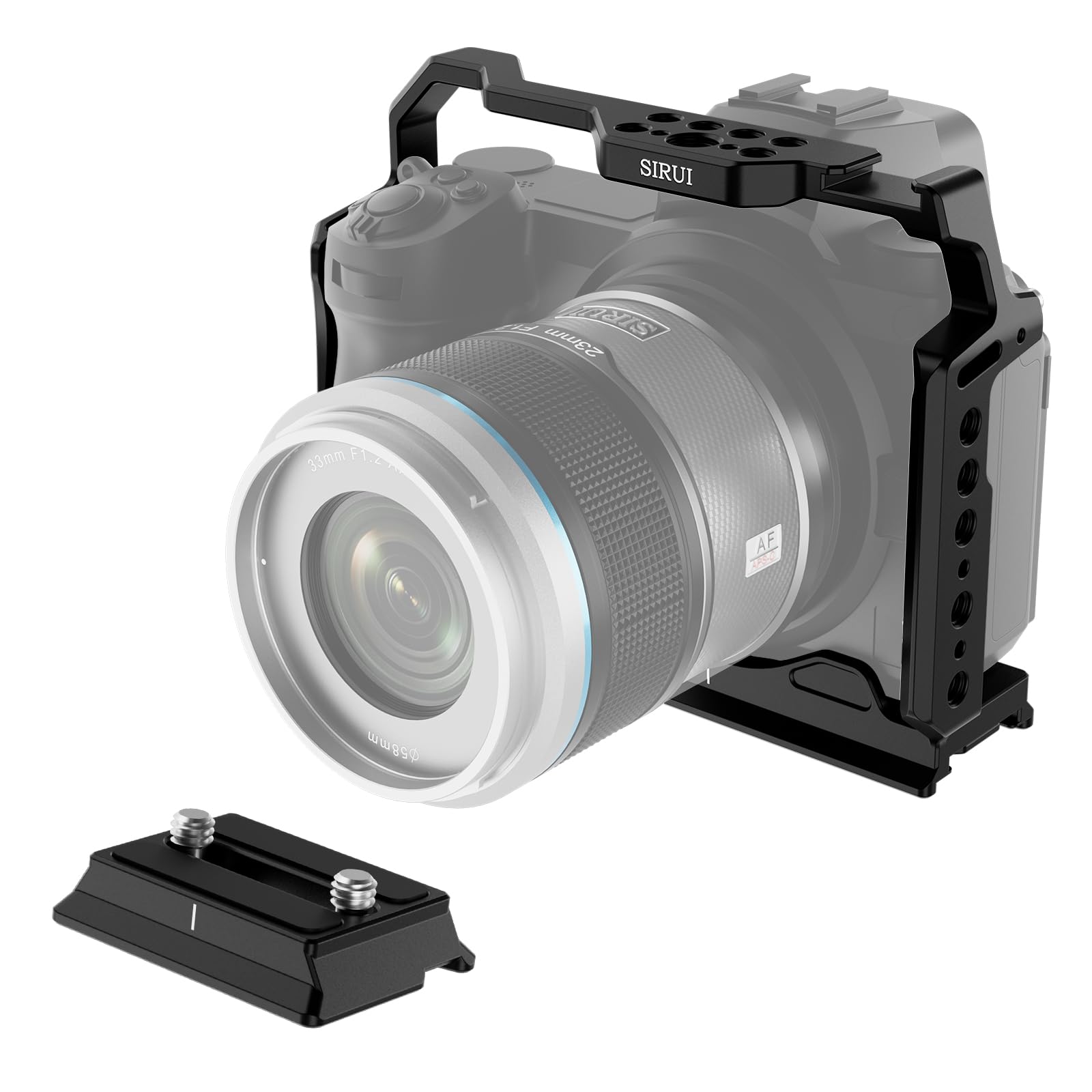 SIRUI Camera Cage for Nikon Z5 Z6 Z7 Z6II Z7II with Built-in NATO Rail, Arca-Type Base, and Cold Shoe, Multiple 1/4″ and 3/8″ Threaded Holes, AM-NZ-CT