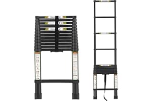 16.5FT Telescopic Ladder, RIKADE Aluminum Telescoping Ladder with Non-Slip Feet, Portable Extension Ladder for Household and Outdoor Working, 330lb Capacity