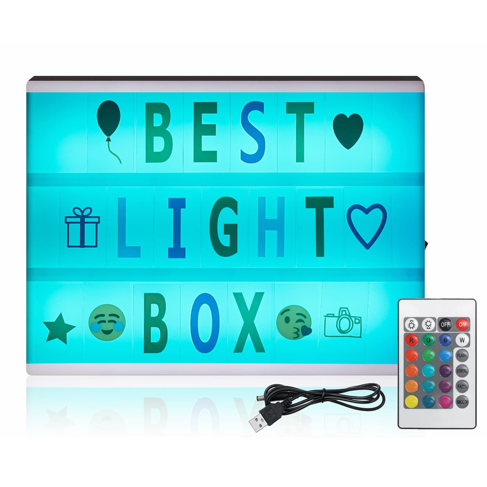 A4 Cinematic Light Box, LED Lightbox with 16 Color Changes, 4 Flash Modes, 311 Letters & Symbols & USB Cable, Light Up Sign Message Box, DIY Light Up Gift for Mother's Day/Kids/Party/Birthday