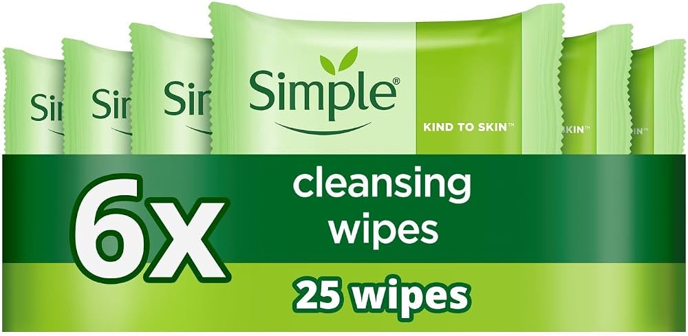 Simple Kind to Skin Biodegradable Cleansing Wipes Sensitive Makeup Remover 6x25