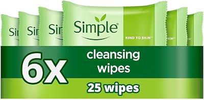 Simple Kind to Skin Biodegradable Cleansing Wipes Sensitive Makeup Remover 6x25