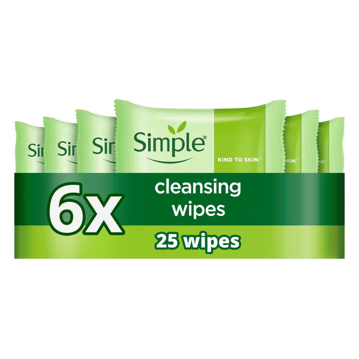 Simple Kind to Skin Bio-degradable Cleansing Wipes face wipes to remove waterproof eye make-up for sensitive skin 6x 25 wipes