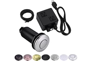 BESTILL Sink Top Garbage Disposal Air Switch Kit with Dual Outlet, Stainless Steel Brushed Nickel Long Push Button for Waste Disposer, UL Listed, Compatible with Disposer and Dishwasher