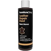 Furniture Clinic Leather Repair Paint | 2-in-1 Seal and Color | Use on Scratches, Tears, and Holes in Car Seats, Furniture | Quick and Easy Leather Repair Kit for Furniture (Dark Brown, 250ml / 8.5oz)