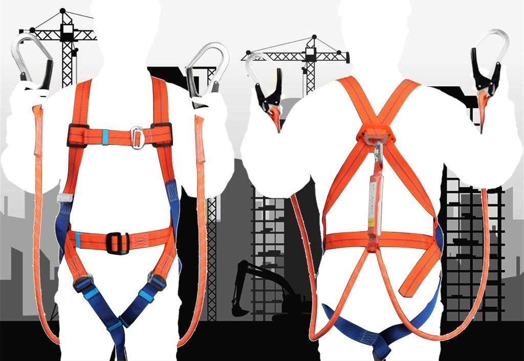 Full Body Safety Harness Tool Fall Protection with 5D-Rings and Waist Belt, Universal Personal Protective Equipment (A) - - 