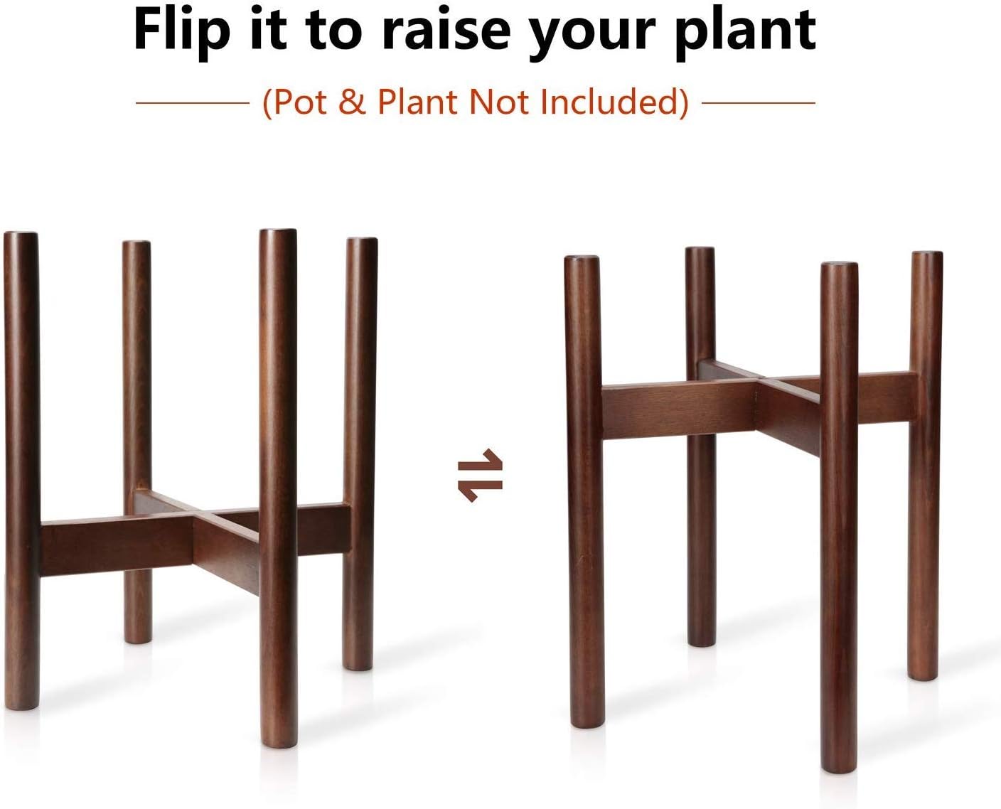 Mkono Plant Stand Mid Century Wood Flower Pot Holder (Plant Pot NOT Included) Potted Stand Indoor Display Rack Rustic Decor, Up to 10 Inch Planter, Dark Brown : Garden & Outdoor