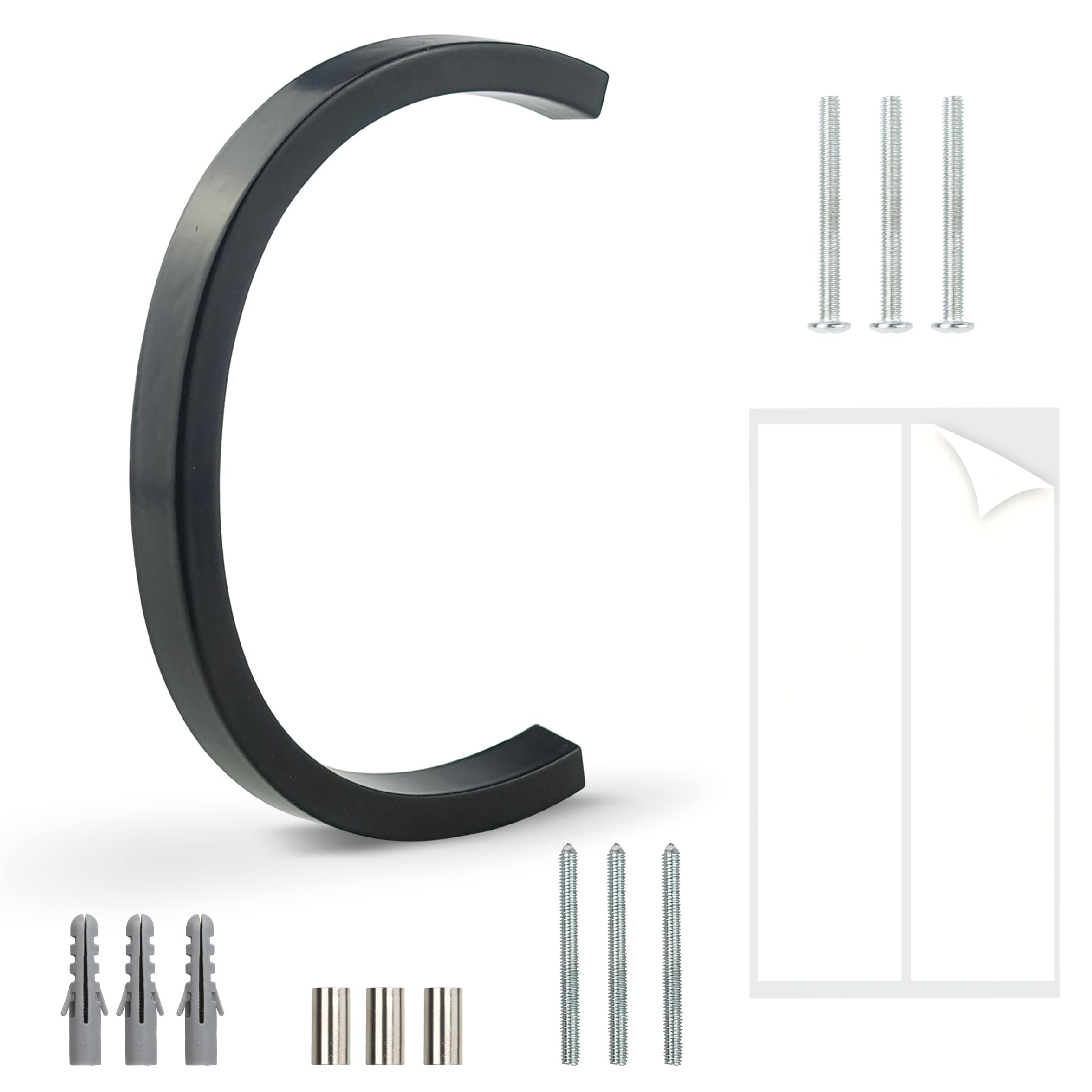 HASWARE Floating House Number Sign: 5 inch Modern Door Signage - Striking for Street Home Address Numerals (C, Black)