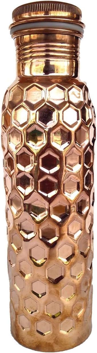 Ikon New Diamond Cut Design Copper Water Bottle Daily Use Water Bottle 1000 ML