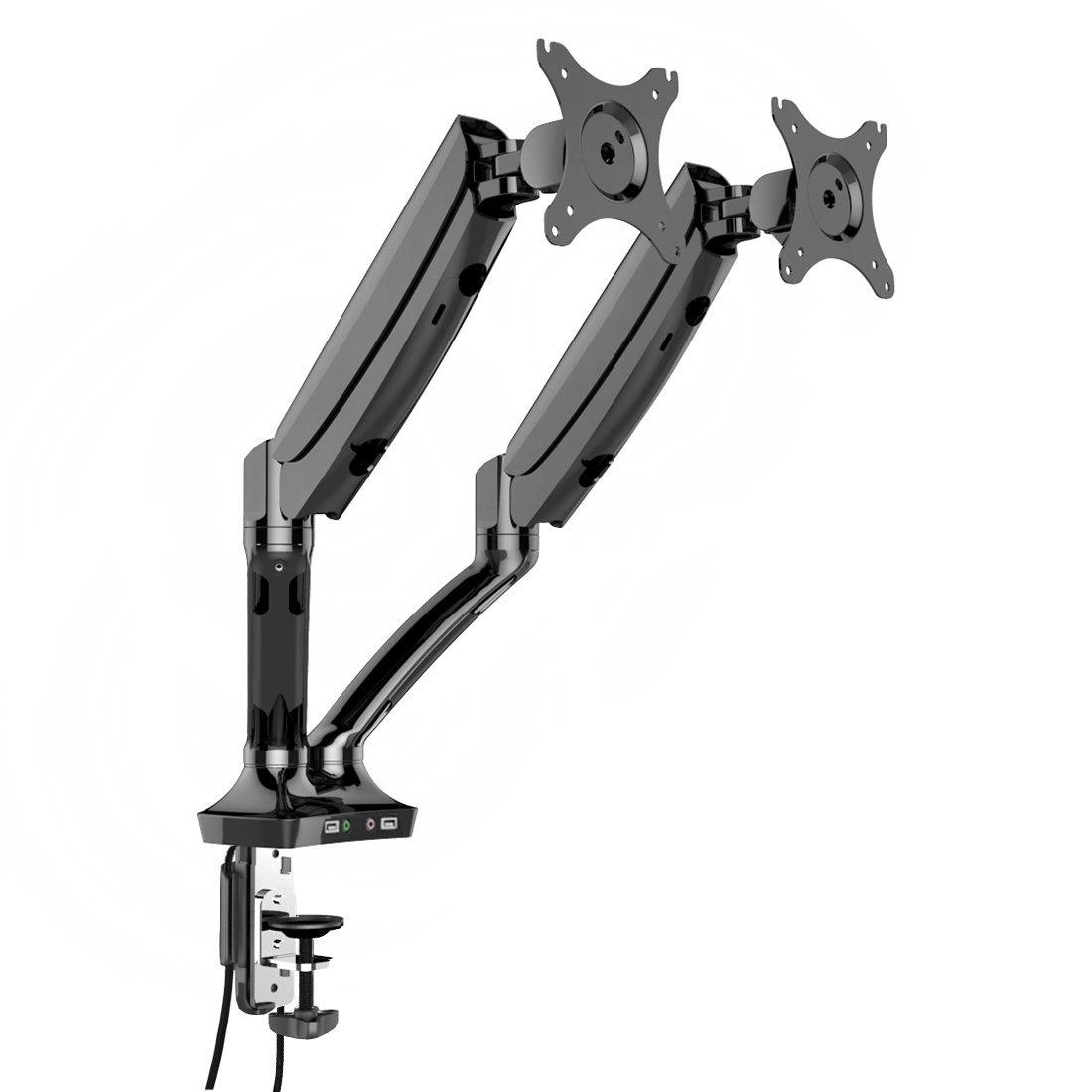 Thingy Club Gas Spring Desk Mount LCD Monitor Twin Arm Stand Bracket with Tilt and Swivel (Tilt -45°/+90°|Swivel 180°|Rotate 360°