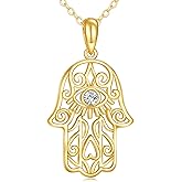 KECHO Gold Hamsa Hand Necklace 14k Gold Evil Eye Necklace Lucky Protection Jewelry Christmas Gifts for Women