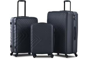 Travelhouse Luggage Set, Hardside Suitcase Set Double Wear-Resistance Spinner Wheels, TSA Lock, Carry-on,3 Piece Set luggage clearance (20inch 24inch 28inch) (Black)