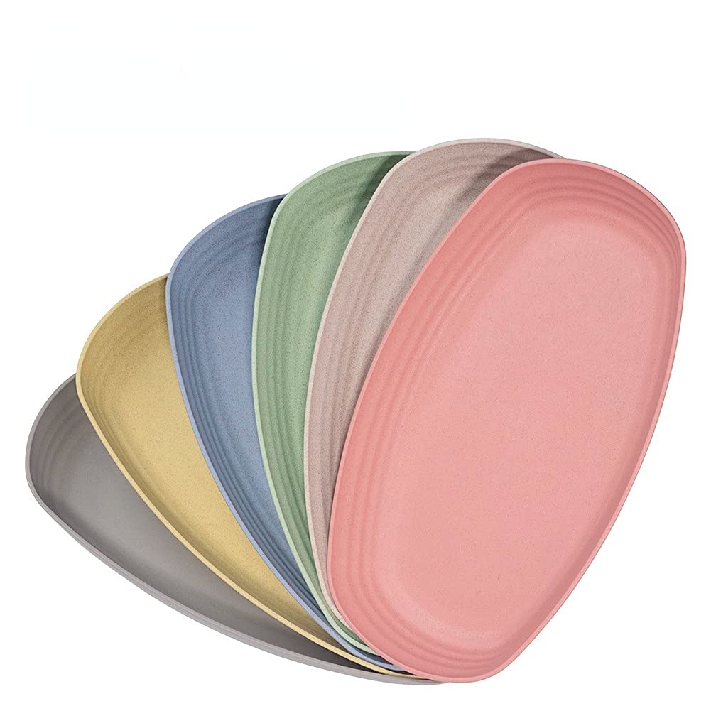 Hobein Large Dinner Plates, 11 Inch 6 Color Family Plates Set of 6, Dishwasher and Microwave Safe, Unbreakable and Lightweight