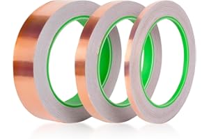 Davimaxium Copper Foil Tape with Conductive Adhesive for Guitar,Crafts,Soldering,EMI Shielding,Stained Glass, Electrical Repairs, Grounding,Paper Circuits,1 Pack (1inch 1/2inch 1/4inch x 66ft)