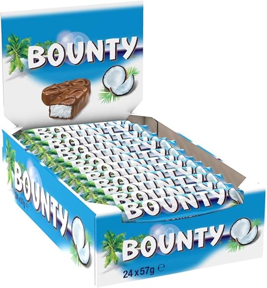 Bounty Coconut Milk Chocolate Bars Bulk Box, for Gift Bag, 24 Bars of