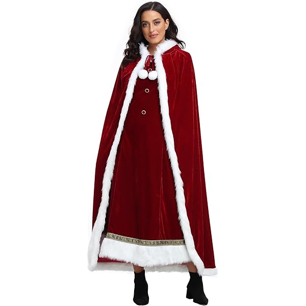 Amazon.com: LuckyMjmy Women's Christmas Cloak Deluxe Mrs Santa Hooded Cape  Costume (Medium, Red) : Clothing, Shoes & Jewelry