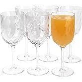Yalin Set of 6 Unbreakable 12 oz Acrylic Plastic Wine and Water Tumbler Stackable Goblets. (Clear, 15 oz)