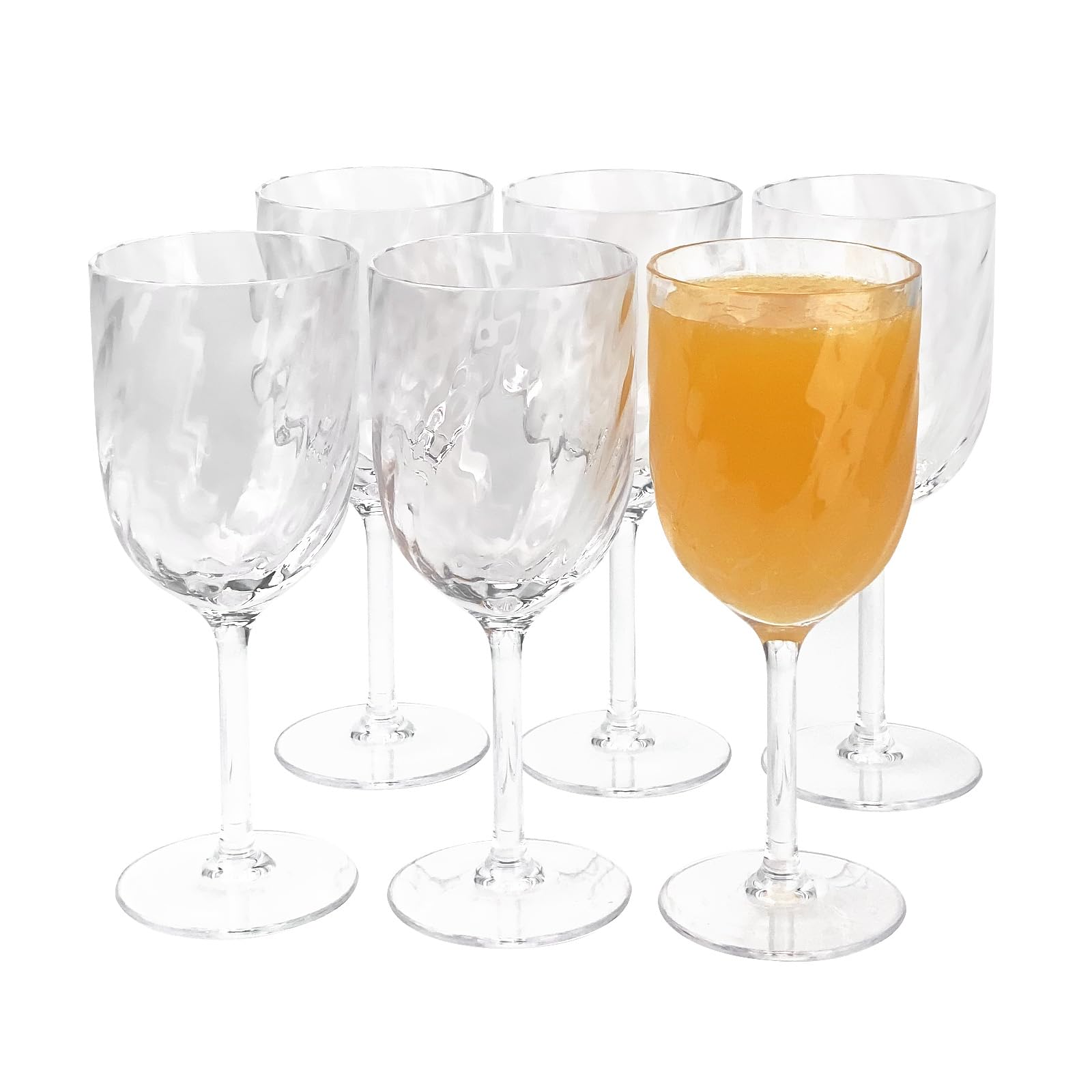 Yalin Set of 6 Unbreakable 15 oz Acrylic Plastic Wine and Water Tumbler Stackable Goblets. (Clear, 15 oz)