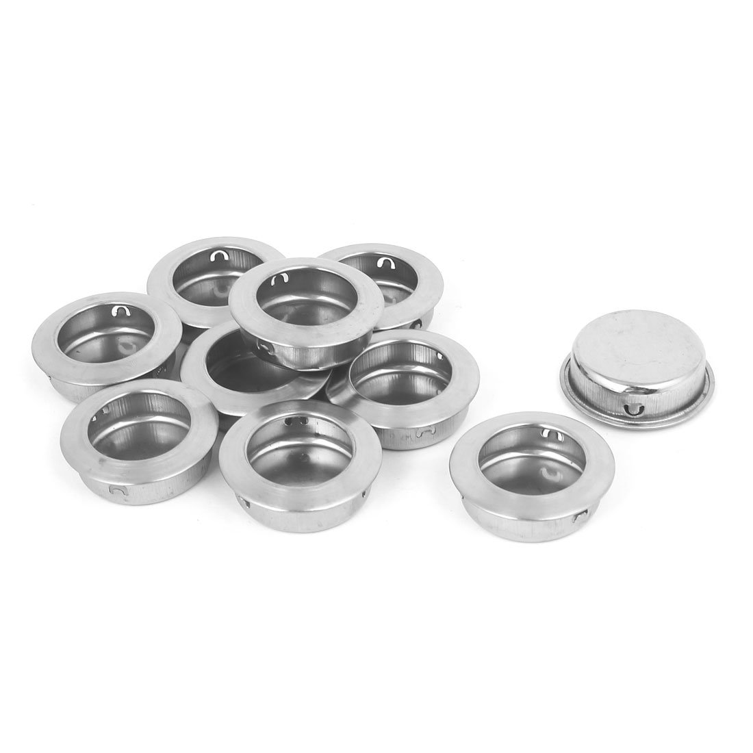 Sourcingmap Drawer 35mm Diameter 304 Stainless Steel Recessed Round Flush Pull Handle 10pcs