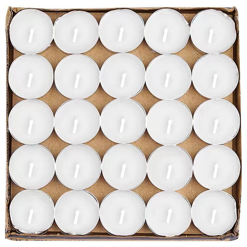 Photo 1 of Lomyundar (50 Pack) Heart Shaped Unscented Tea Lights Candles - Smokeless, Dripless Paraffin Tea Candles for Dating, Valentine’s Day, Weddings,Anniversarie and Christma (Round White)