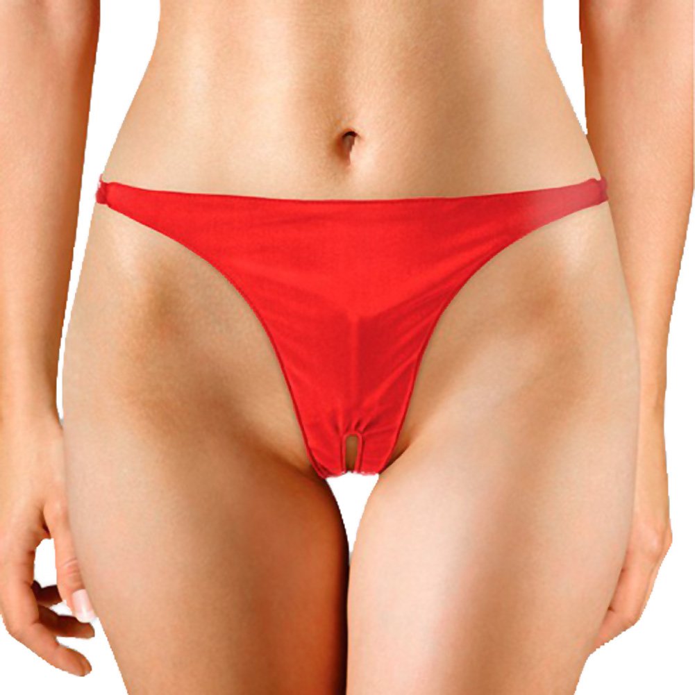 Ouch! Adjustable Panty With Vibrating Bullet and Pleasure Hole Red