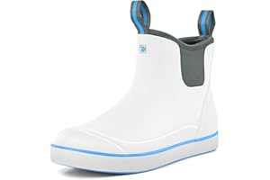 Trudave Deck Boots for Men, Men's Waterproof Insulated Reliable Rain Boots, Anti-Slip Ankle Rubber Boots with High-Traction for Fishing Boating, Size 6-14