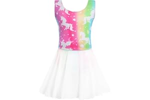 TENVDA Girls Ballet Leotards with Skirt Sparkly Sleeveless Gymnastics Dance Dresses Outfit (Toddler/Little Kid/Big Kids)