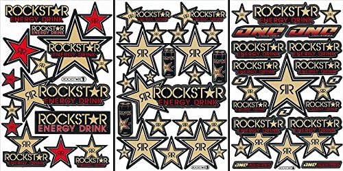 3 Rockstar Energy Drink Metal Mulisha Yamaha Kawasaki Motocross Race Racing F1 Logo Sponsor Sticker Decal Skateboard Car Bike Bicycle Kid Wall Helmet Decoration RSG302
