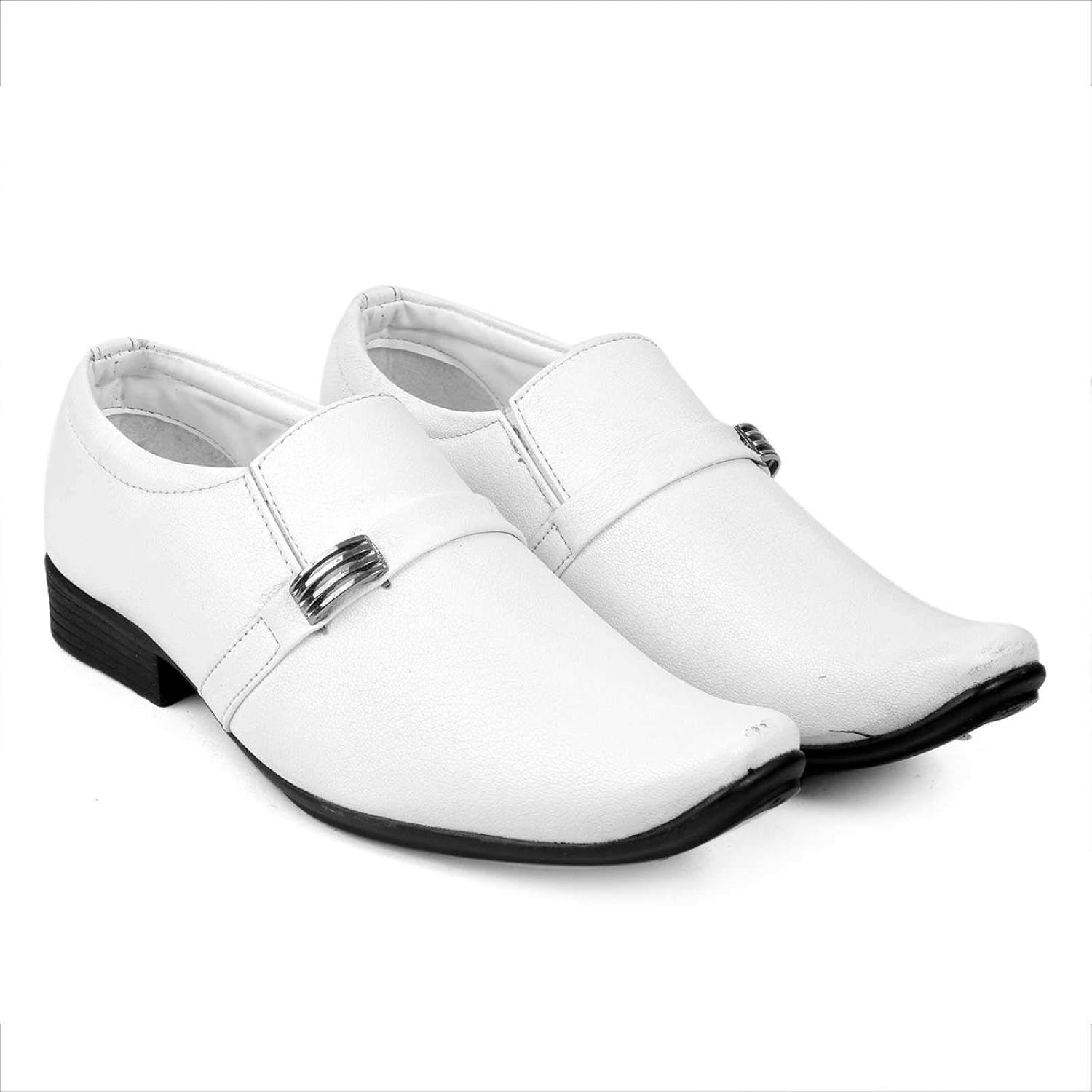 Buy Menter Men's Synthetic Leather White Formal Shoes(White Formal