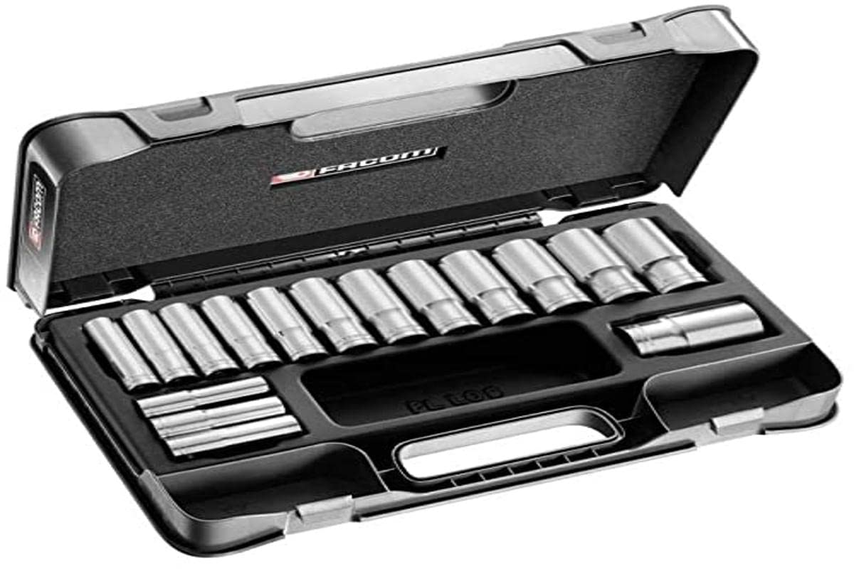 FACOM S.404AE Series S.404 1/2" Long-Reach Metric 12-Point Sockets Set, 16-Piece