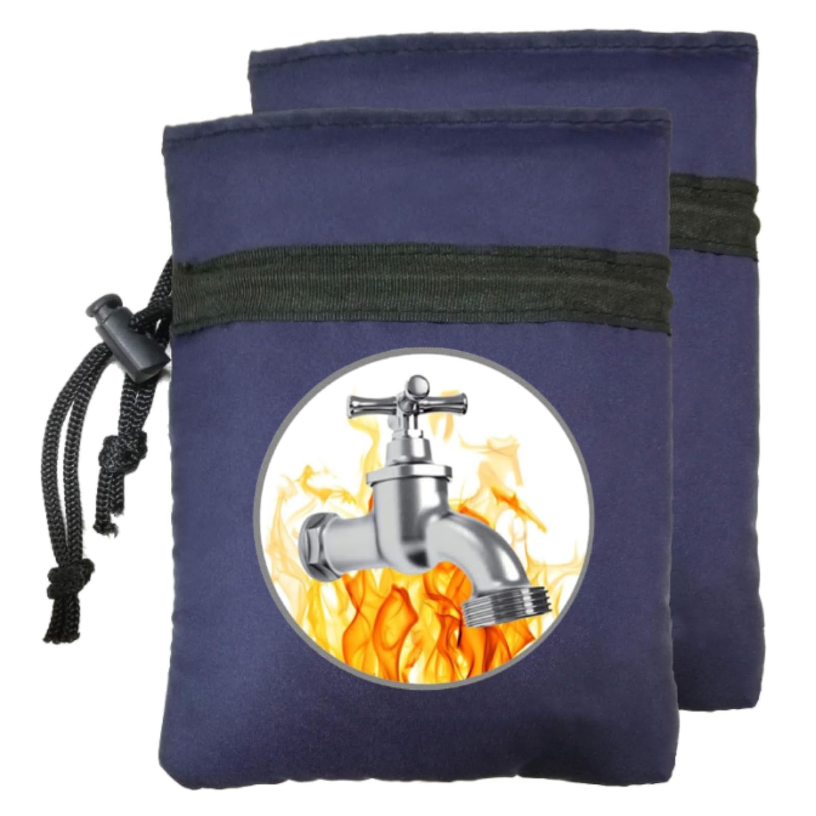 Outdoor Faucet Cover Socks for Winter Freeze Protection, Thickened Thermal Insulation Cotton, Waterproof Fabric，Protect Faucets from Freezing and Cracking 5.2" W x 7.2" H (Blue, 2Pcs)