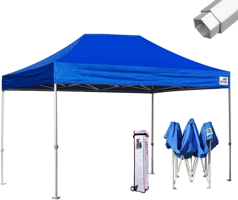Eurmax Pro 10x15 Pop Up Canopy Wedding Party Tent Instant Outdoor Gazebo Pavilion Canopies BBQ Cater Events Aluminum Frame Commercial Grade Bonus Roller Bag,Blue