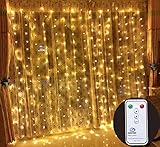 Outop 304LED 9.8FT Remote Controller Window Curtain Lights LED Christmas Lights 8 Modes with UL Certified Use for Wedding Lights for Home, Party(Warm White)