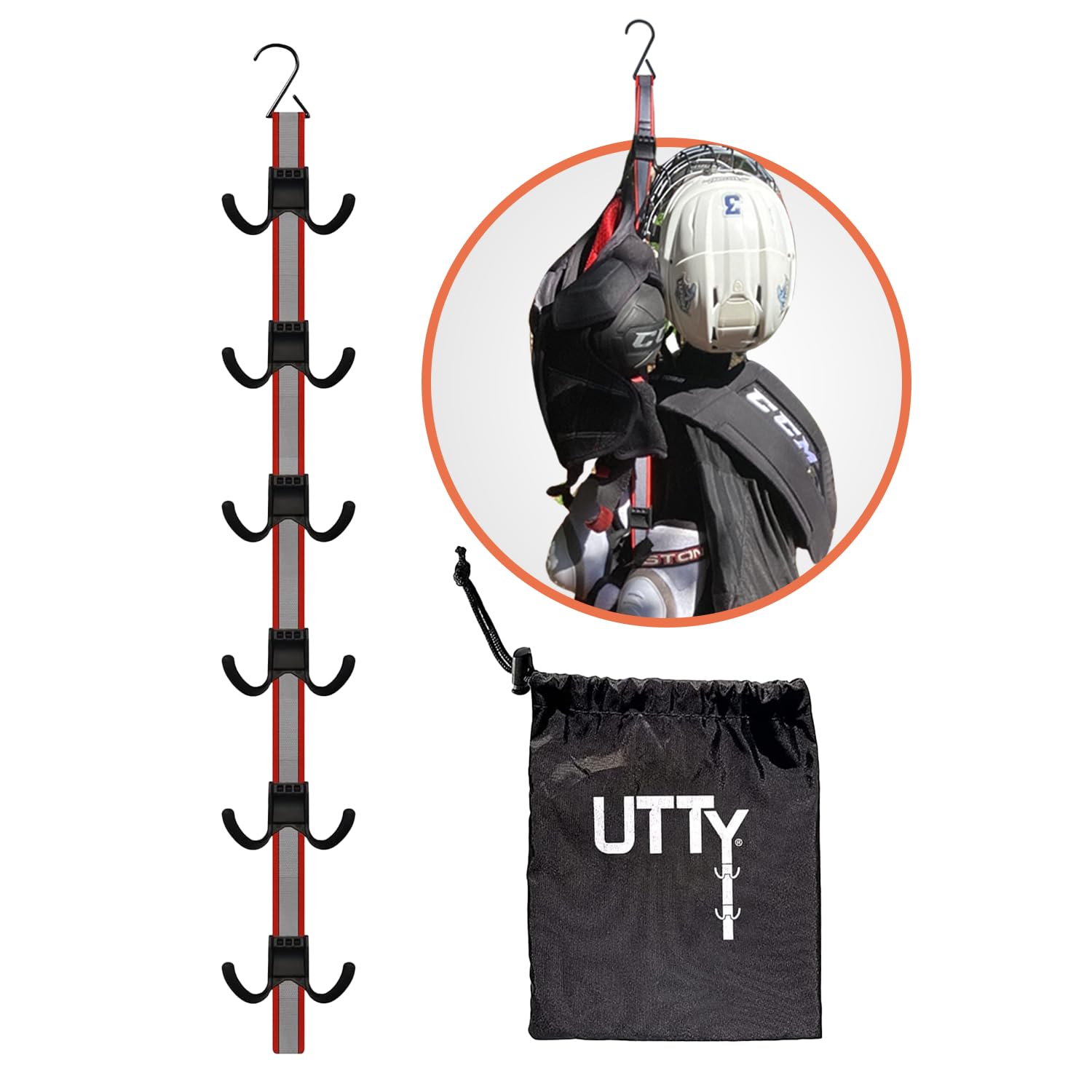 UTTY Hanging Hockey Drying Rack - Multipurpose Portable Drying Rack for Hockey Sports Equipment, Camping Accessories & Outdoor Sports Equipment with Adjustable Hooks for Home, Travel & Outdoor Use