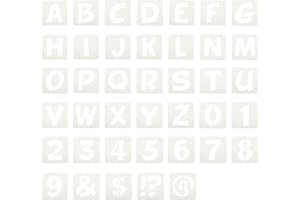 PATIKIL 2" Letter Number Stencils, 40Pcs Square Reusable Letter and Number Stencil Templates for Painting on Wall Wood Fabric