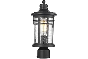 Darkaway Outdoor Post Lights Lamp Posts Outdoor Lighting, Waterproof Aluminum Post Lights Outdoor Light Fixtures with Glass, Light Posts for Outside Patio Yard (1 Pack, Black)