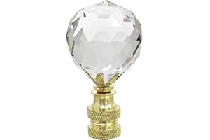Aspen Creative 24007-11 Clear Faceted Crystal Lamp Finial in Brass Plated Finish, 2 1/4" Tall (1 Pack)