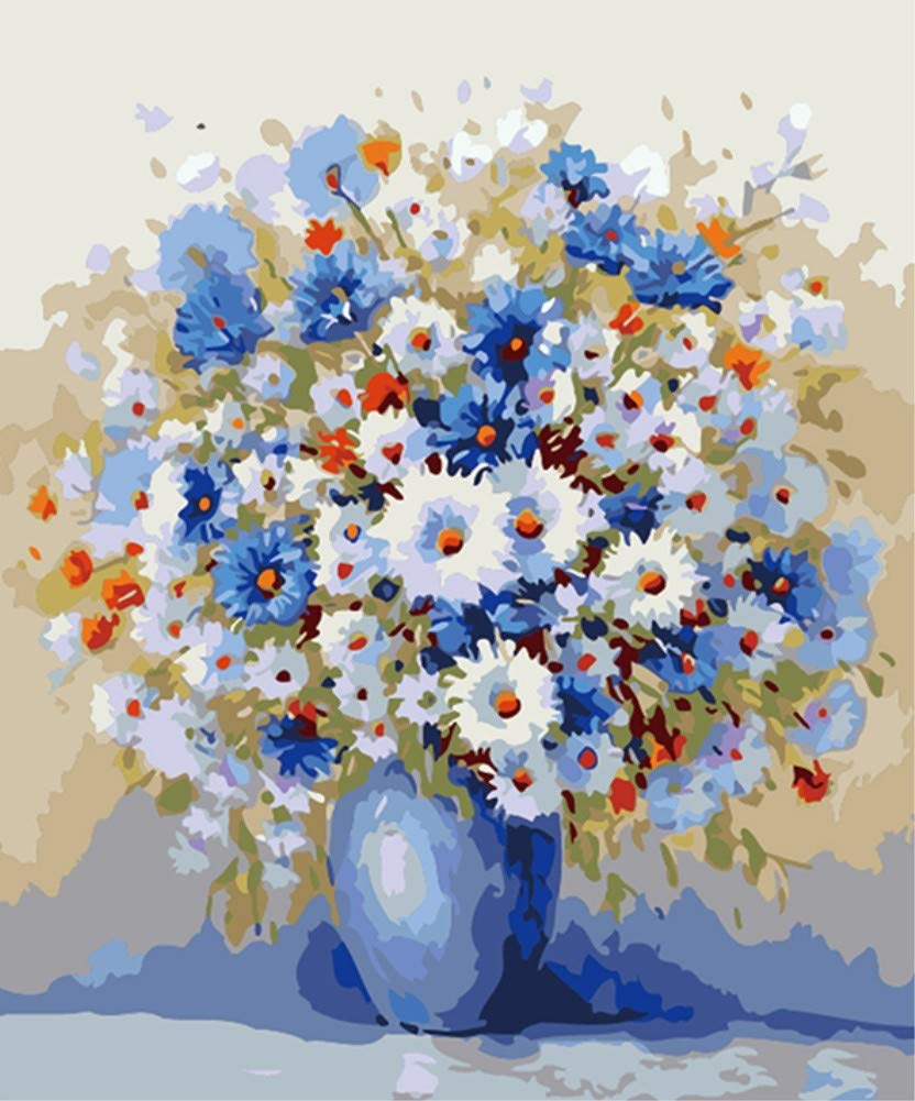 ABEUTY DIY Paint by Numbers for Adults Beginner - Blue Flowers 16x20 inches Number Painting