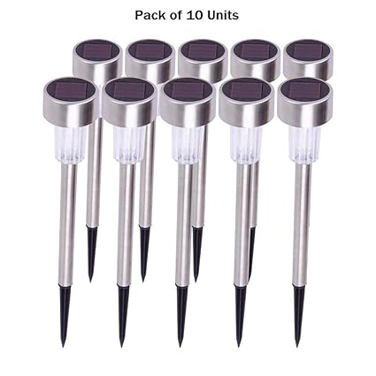 Sampri Solar LED Rod Light for Garden, Set of 10, Warm White/Blue, Waterproof