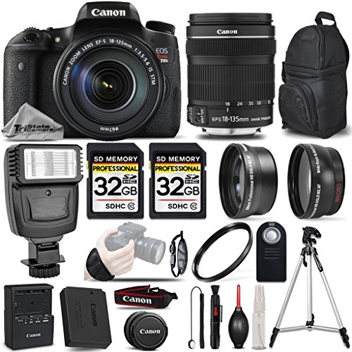 Canon EOS T6s DSLR Camera + Canon EF-S 18-135mm IS STM Lens + Wireless Remote + 0.43x Wide Angle Lens + 2.2x Telephoto HD Lens - All Original Accessories Included - International Version Canon EOS T6s DSLR Camera + Canon EF-S 18-135mm IS STM Lens + Wireless Remote + 0.43x Wide Angle Lens + 2.2x Telephoto HD Lens - All Original Accessories Included - International Version